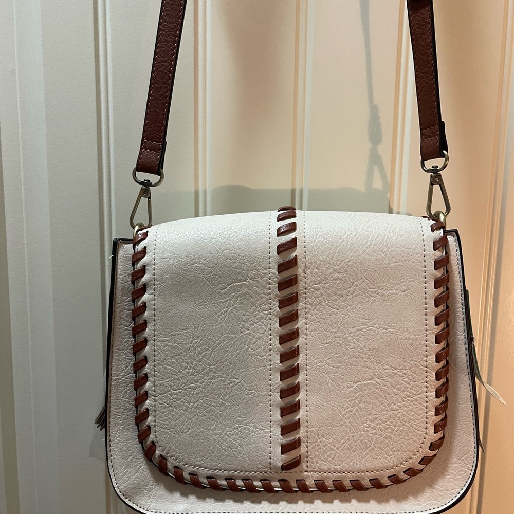 Market & Spruce White and Brown Shoulder Bag
